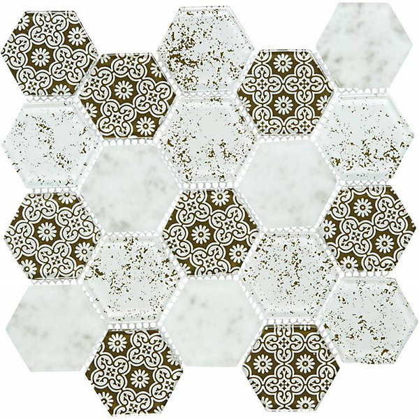 Mosaïque Verre - Mix Brown Déco - Hexagones