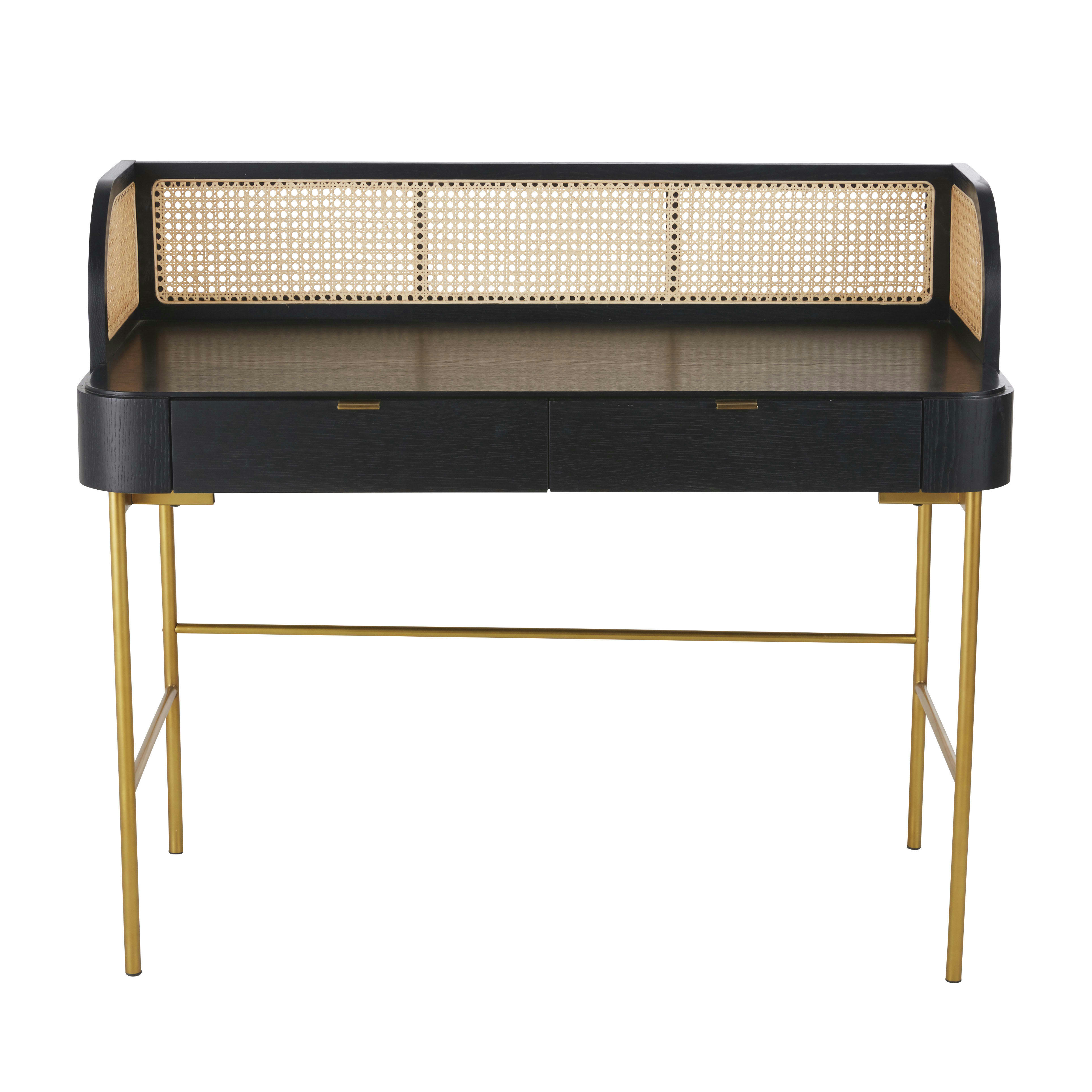 Loreto - Bureau noir cannage en rotin