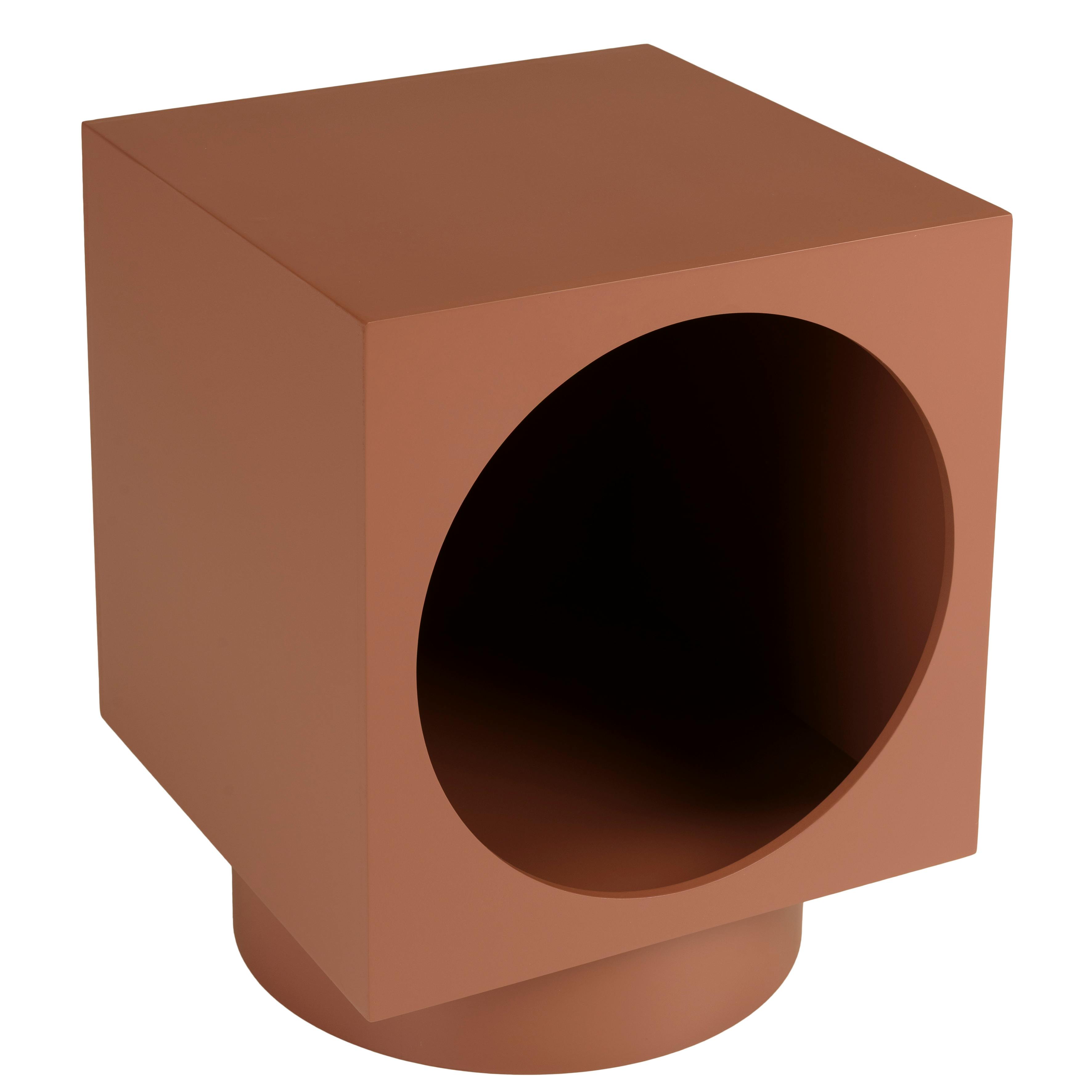 Table d'appoint carrée en bois peint terracotta CASTILLE