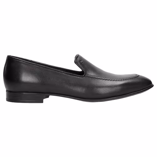 Czarne wsuwane loafersy męskie apron toe