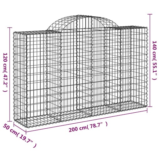 NNEVL Arched Gabion Basket 200x50x120/140 cm Galvanised Iron