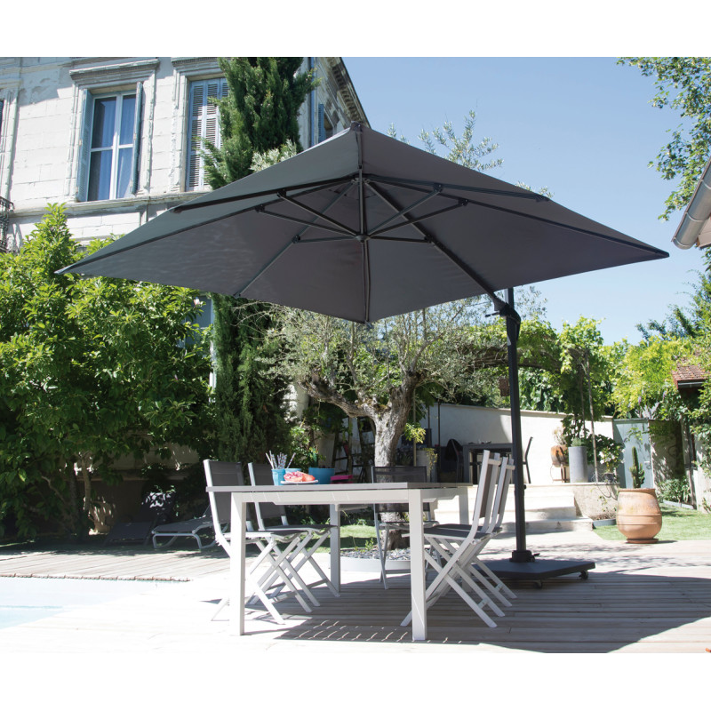Parasol déporté inclinable Roma gris 300 x 300 cm
