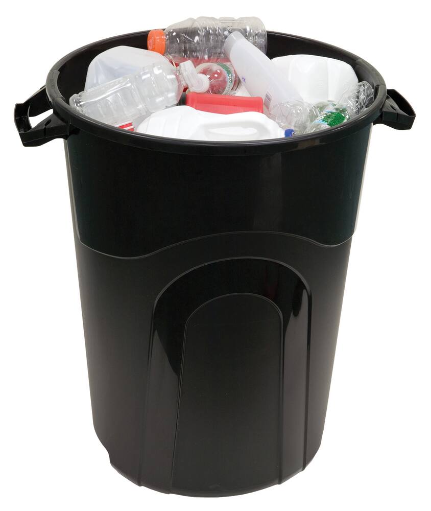 Plastic Circular Garbage Can, Black, 121-L