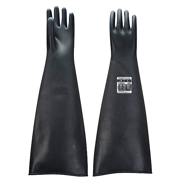 Gant Caoutchouc Latex Lourd Chimie 60 cm Portwest Noir 9