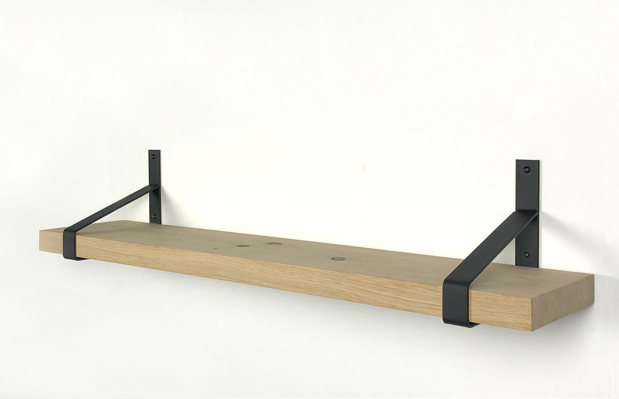 Woodbrothers Eiken wandplank massief recht 100x20cm + dragers