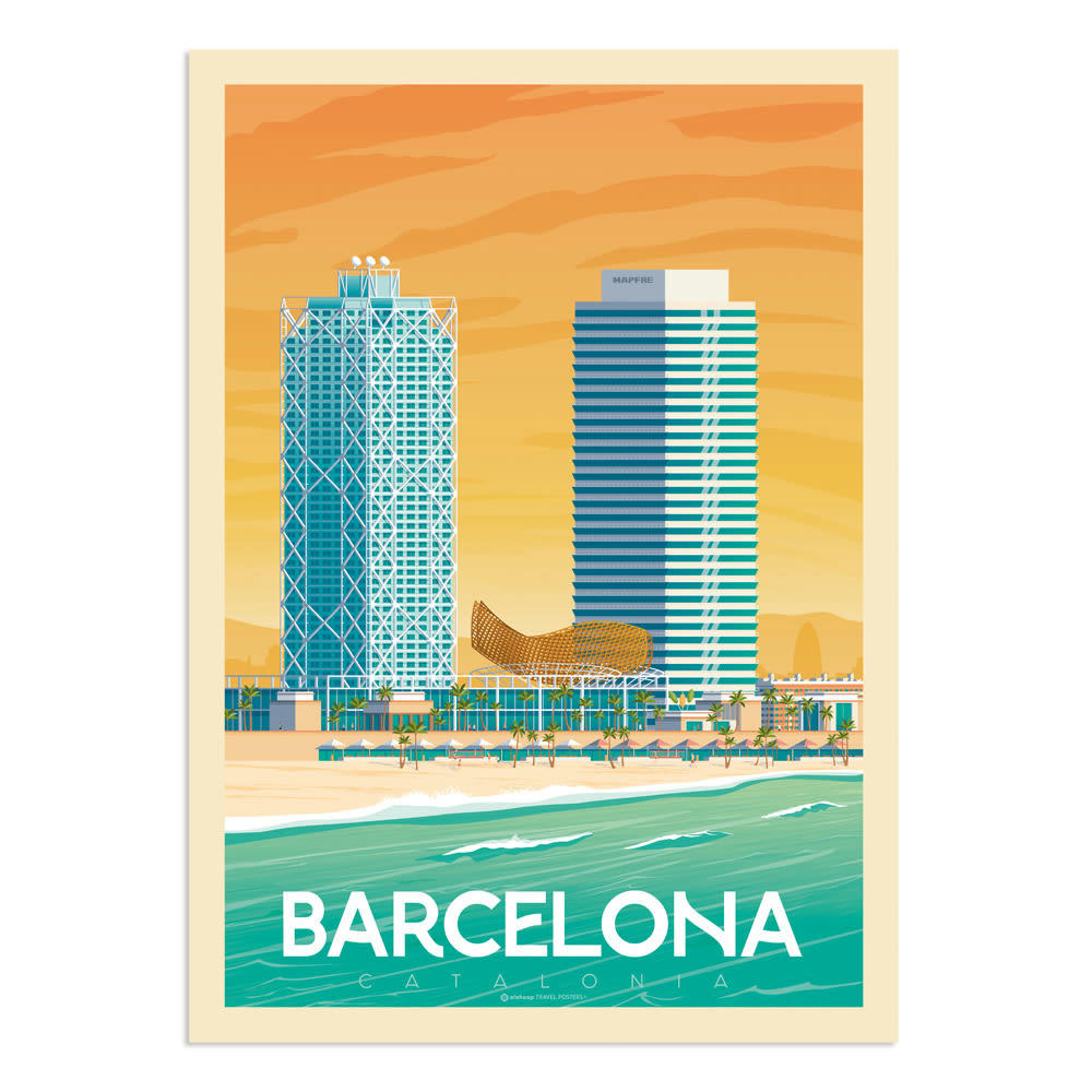- Affiche Barcelone Port Olympic  50x70 cm