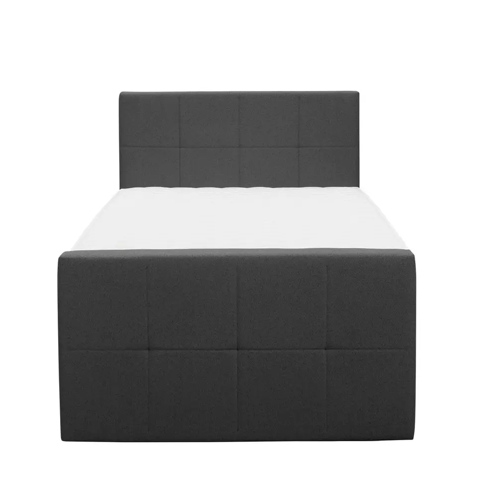 Boxspring met voetbord Liv geblokt - antraciet - 120x200 cm - slanke poot