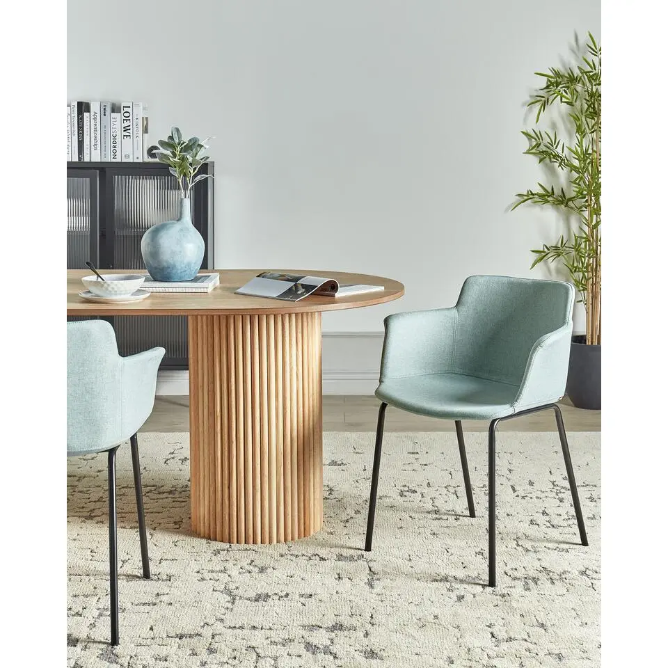 BELFIELD - Eetkamerstoel set van 2 - Mintgroen - Stof