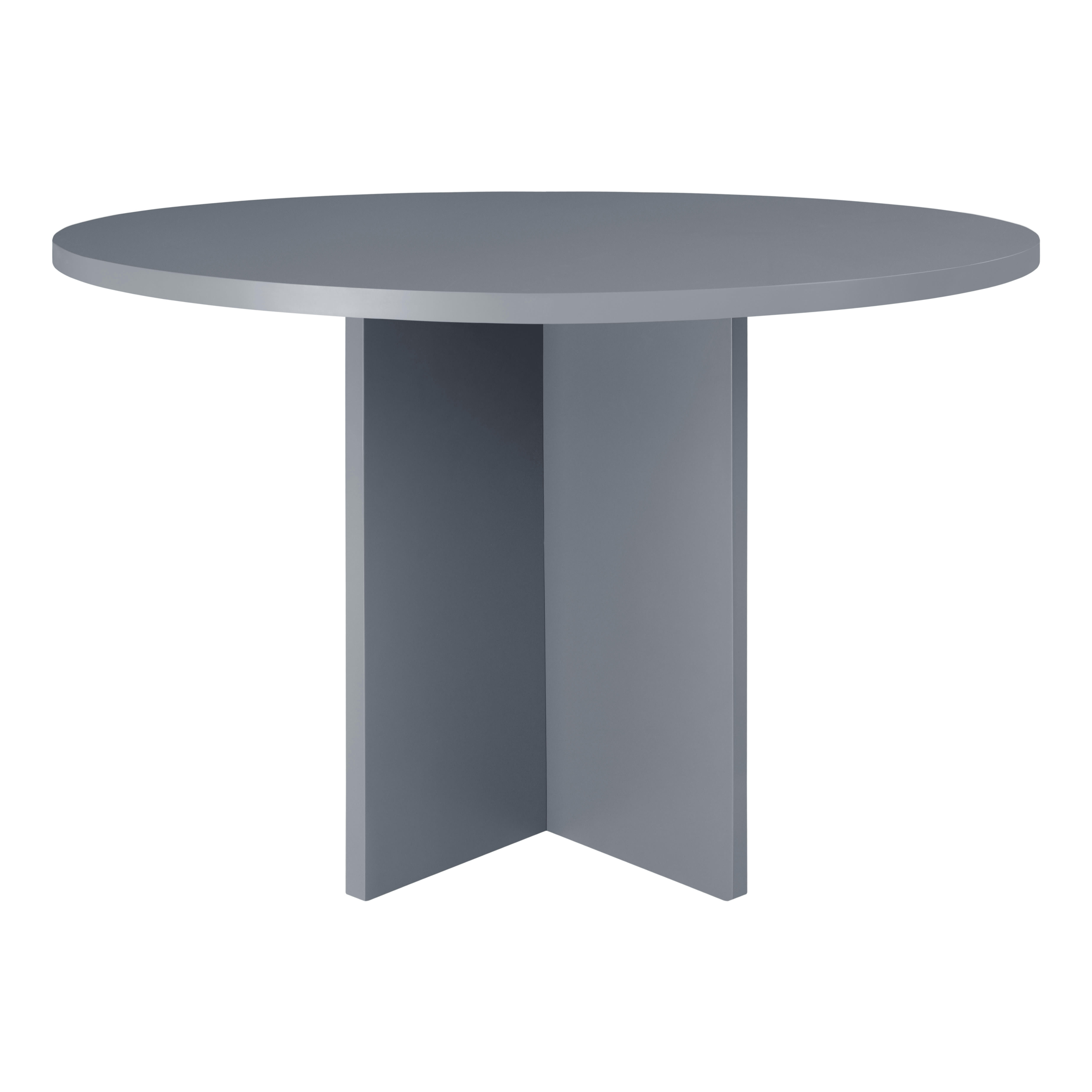 BLOCKIE-MATILDA - Table à manger ronde laquée en MDF de 3cm Gris 120cm