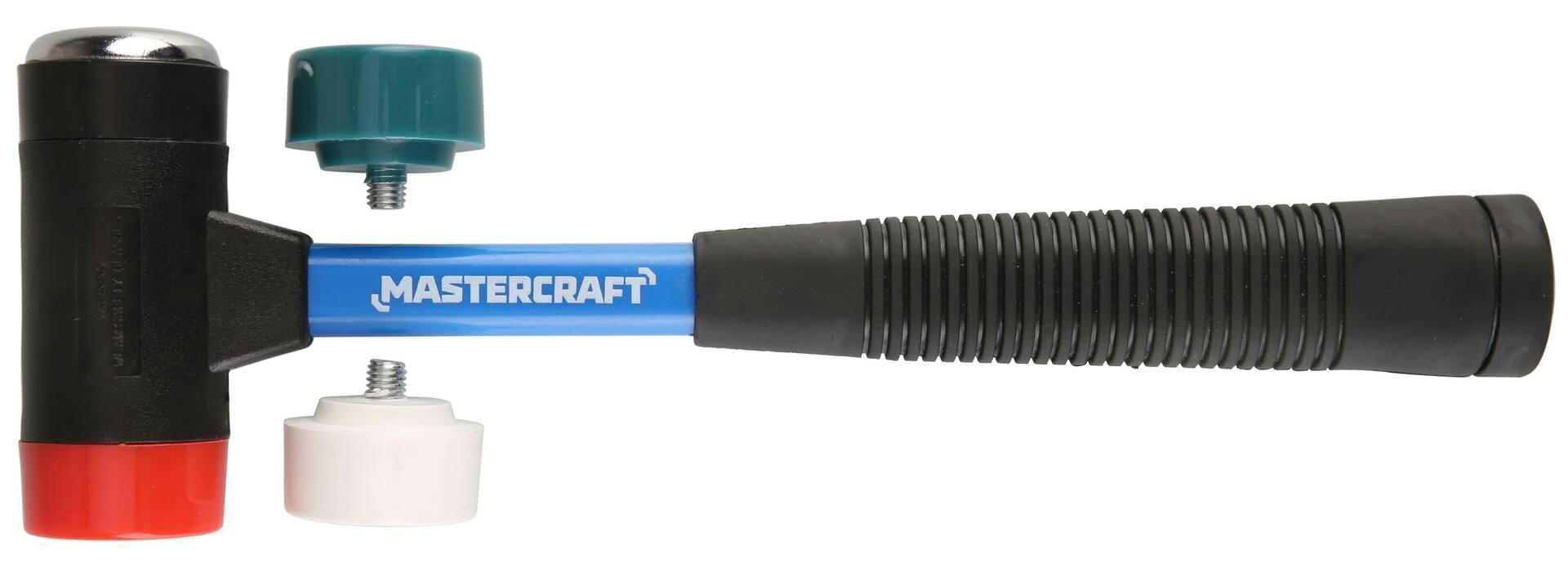 Mastercraft 4-in-1 Multi-Head Mallet, Non-Marring, Fibreglass Handle, Steel Head, 20-oz