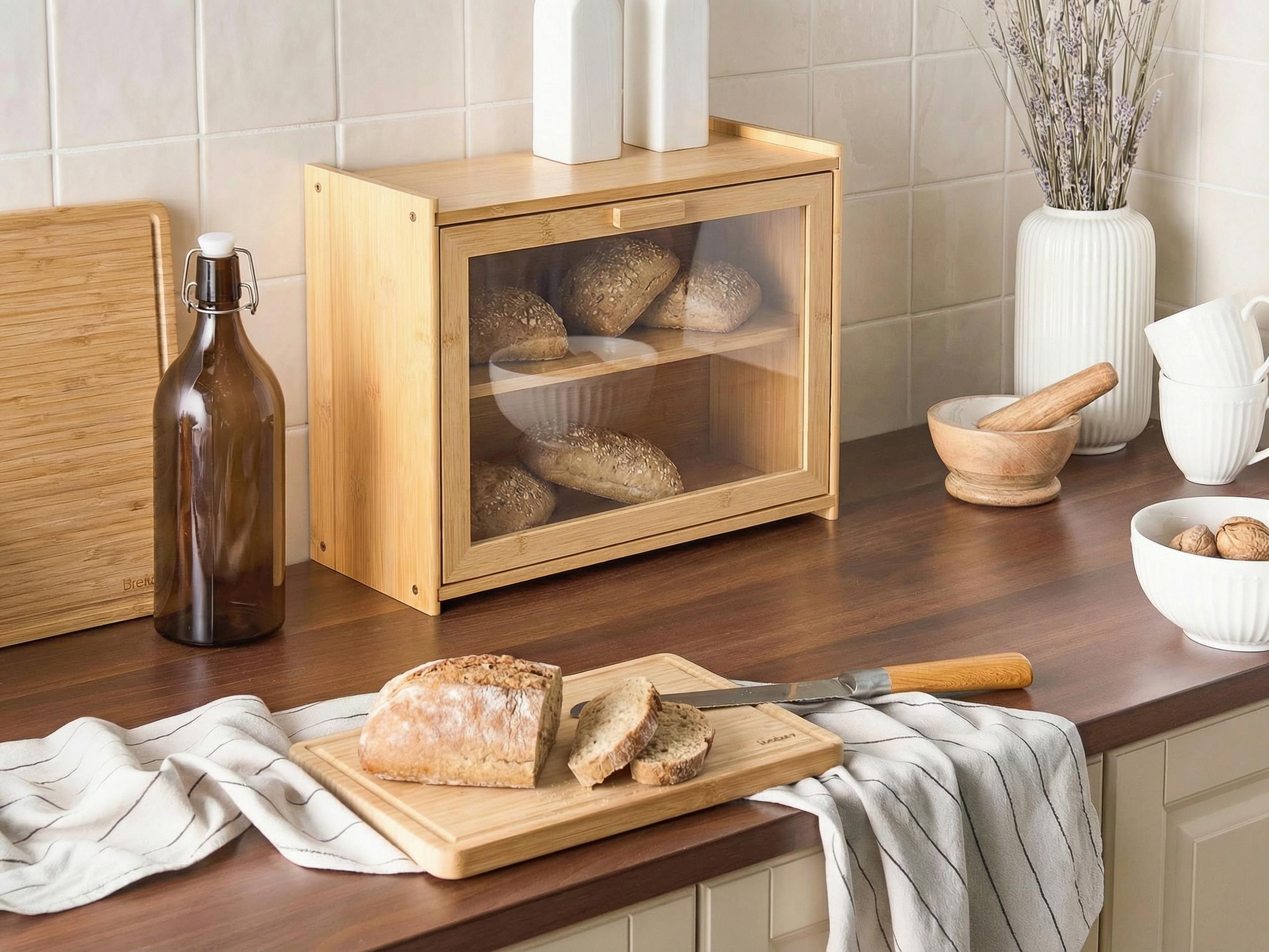 Bread Bin SEIGLE Bamboo Light Brown