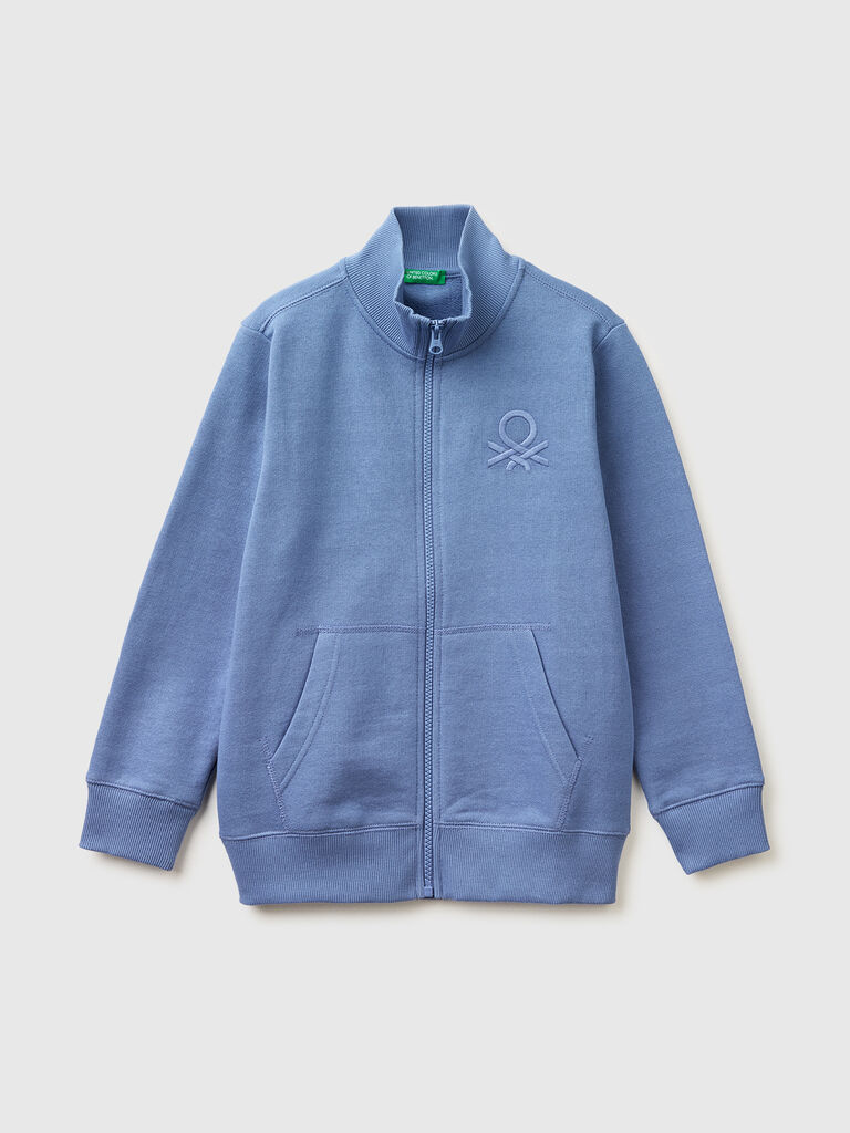 Pure cotton zip-up sweatshirt
