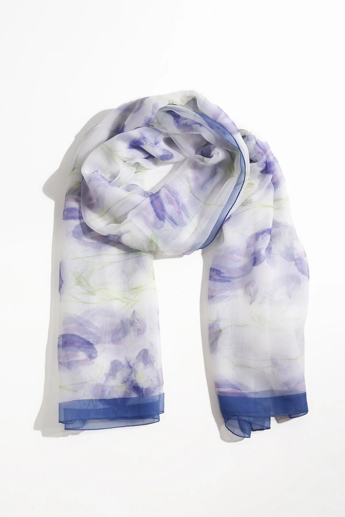 Navy Border Print Scarf