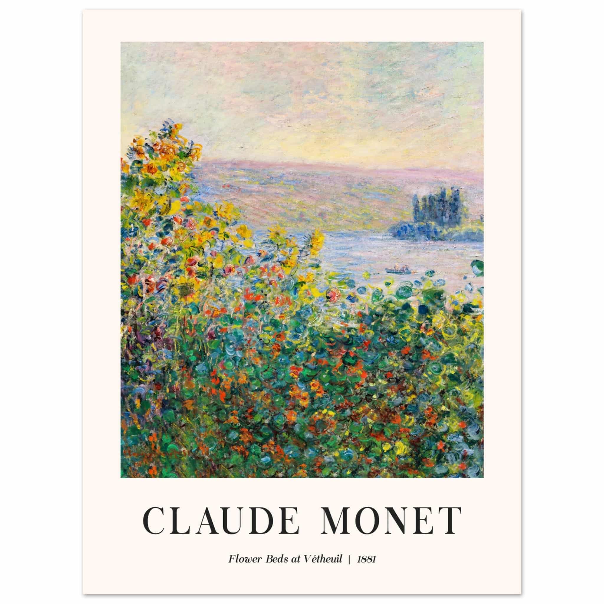 Artfulprints Poster Claude Monet - Flower beds at Vétheuil  - 30x40 cm - Meerkleurig