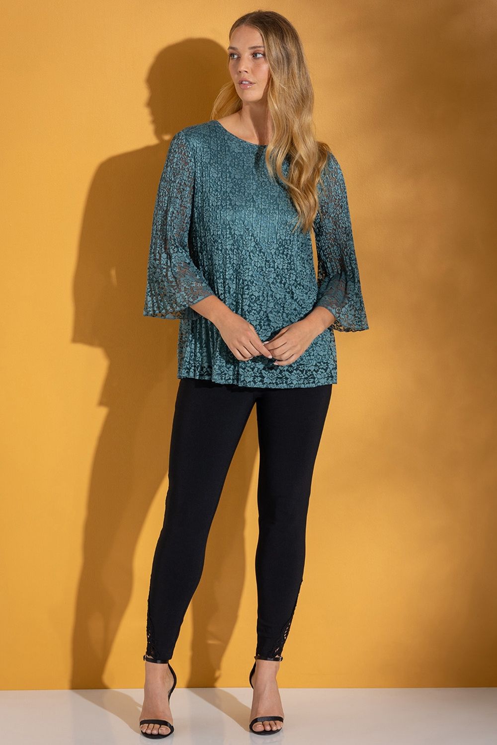 Klass. Pleated Lace Evening Top