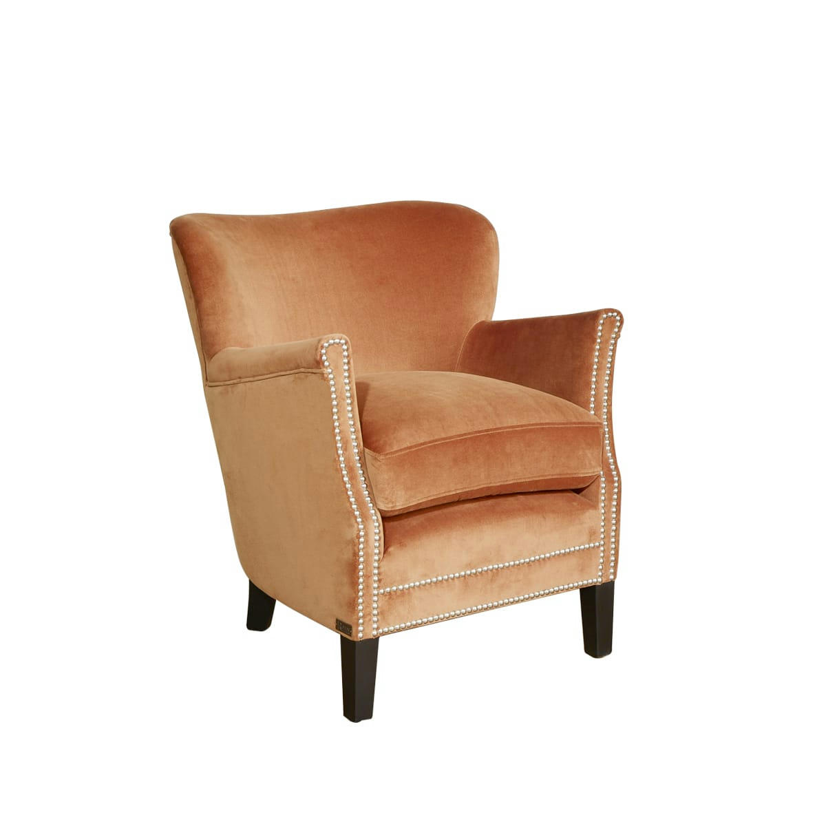 MAX - Fauteuil club en velours clouté caramel