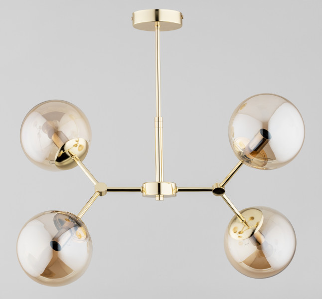 Lampa wisząca złoto-bursztynowy FOTON 4xE14x10W wym: 51x38x60 cm Alfa
