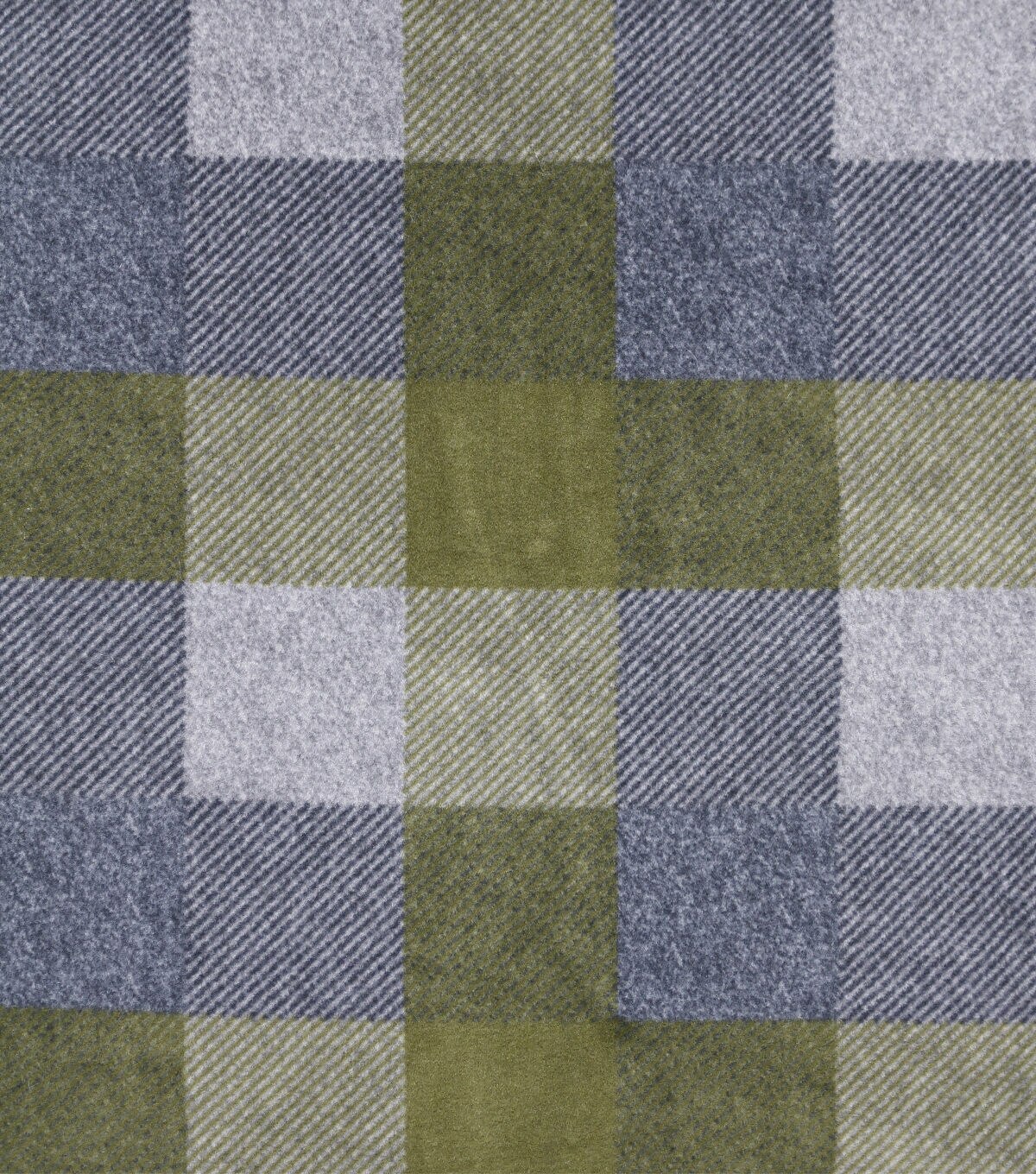 Calming Green Plaid Luxe Fleece Fabric