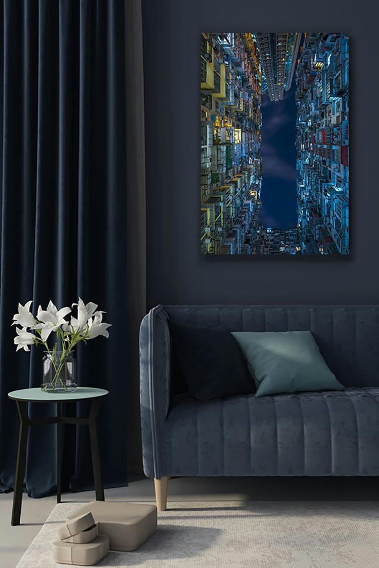 HK BUILDINGS - Photographie d'art de Romain Farge 60x90 cm sur plexi