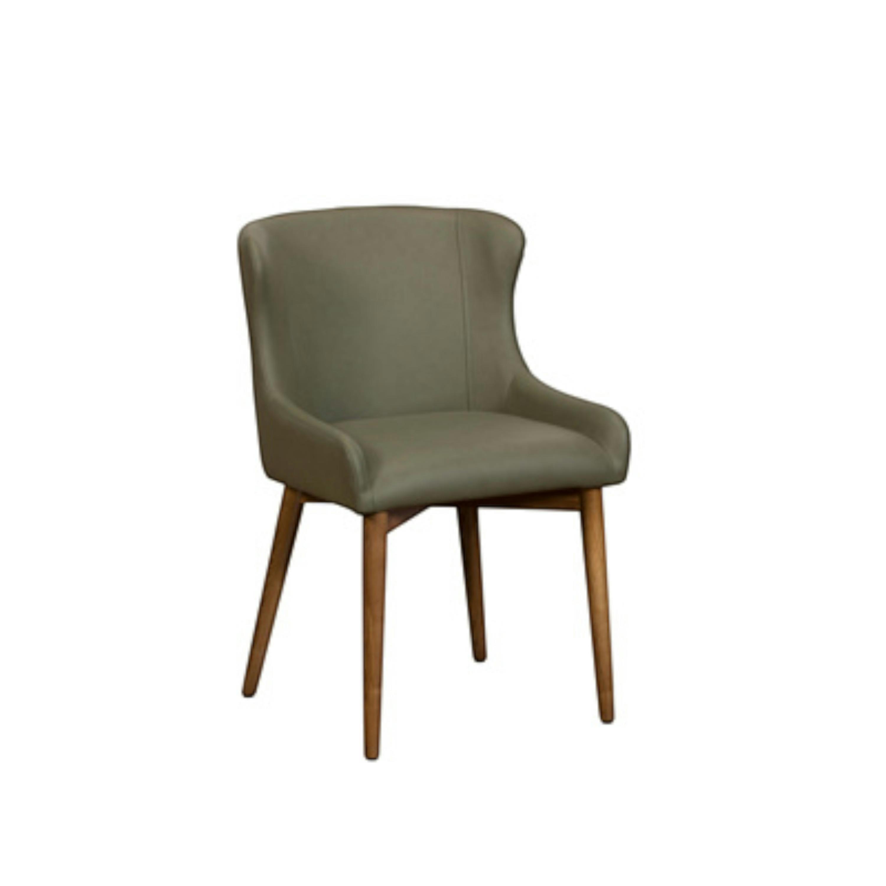 Chaise verte vintage à dossier enveloppant (x2) LARIO