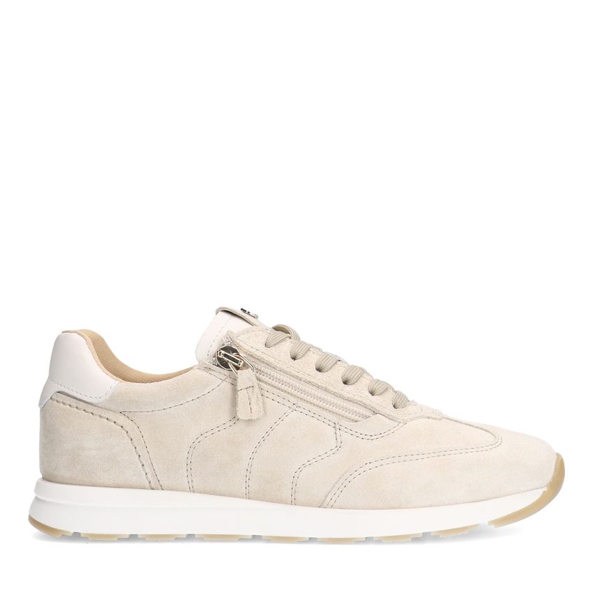 No Stress Beige suède sneakers met rits