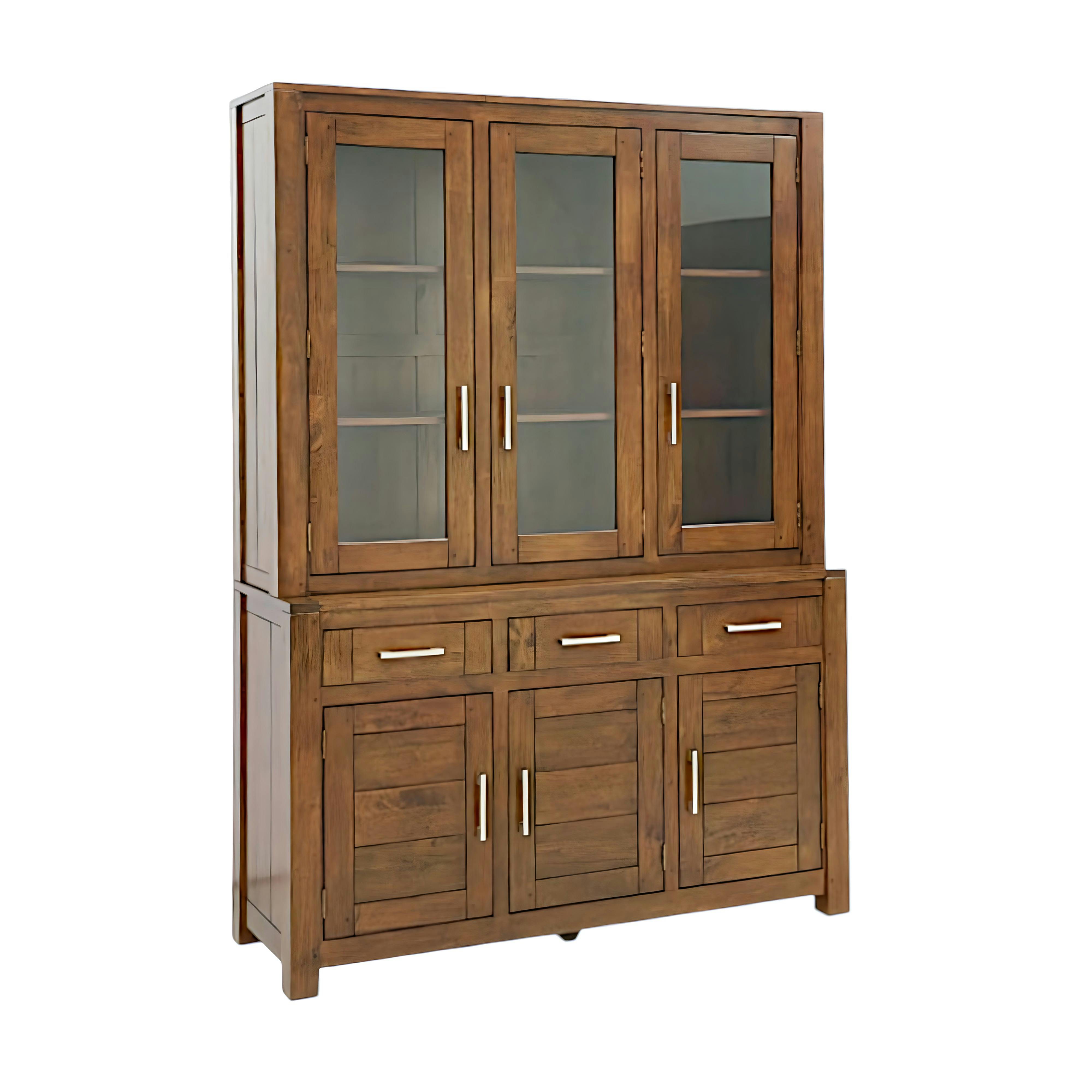Buffet vaisselier vitré bois moderne ATTAN 150cm