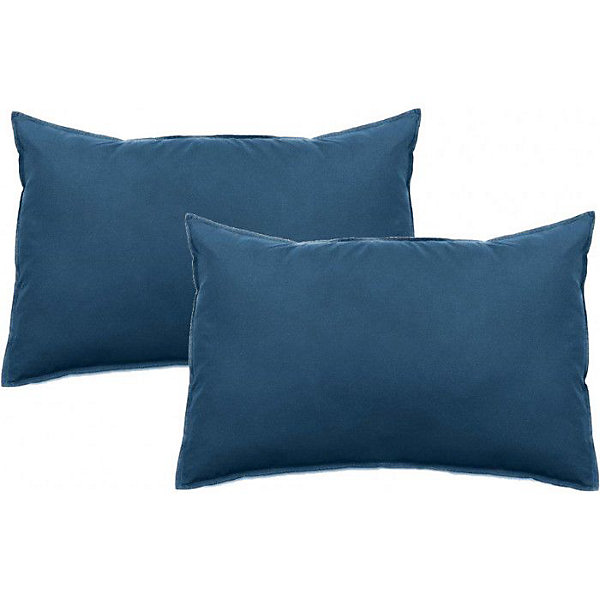 Lot de 2 taies d'oreiller Palace pur coton teint lavé 63 fils/cm² Vent du sud - Palace Marine - Lot de 2 taies d'oreiller 50 x 70