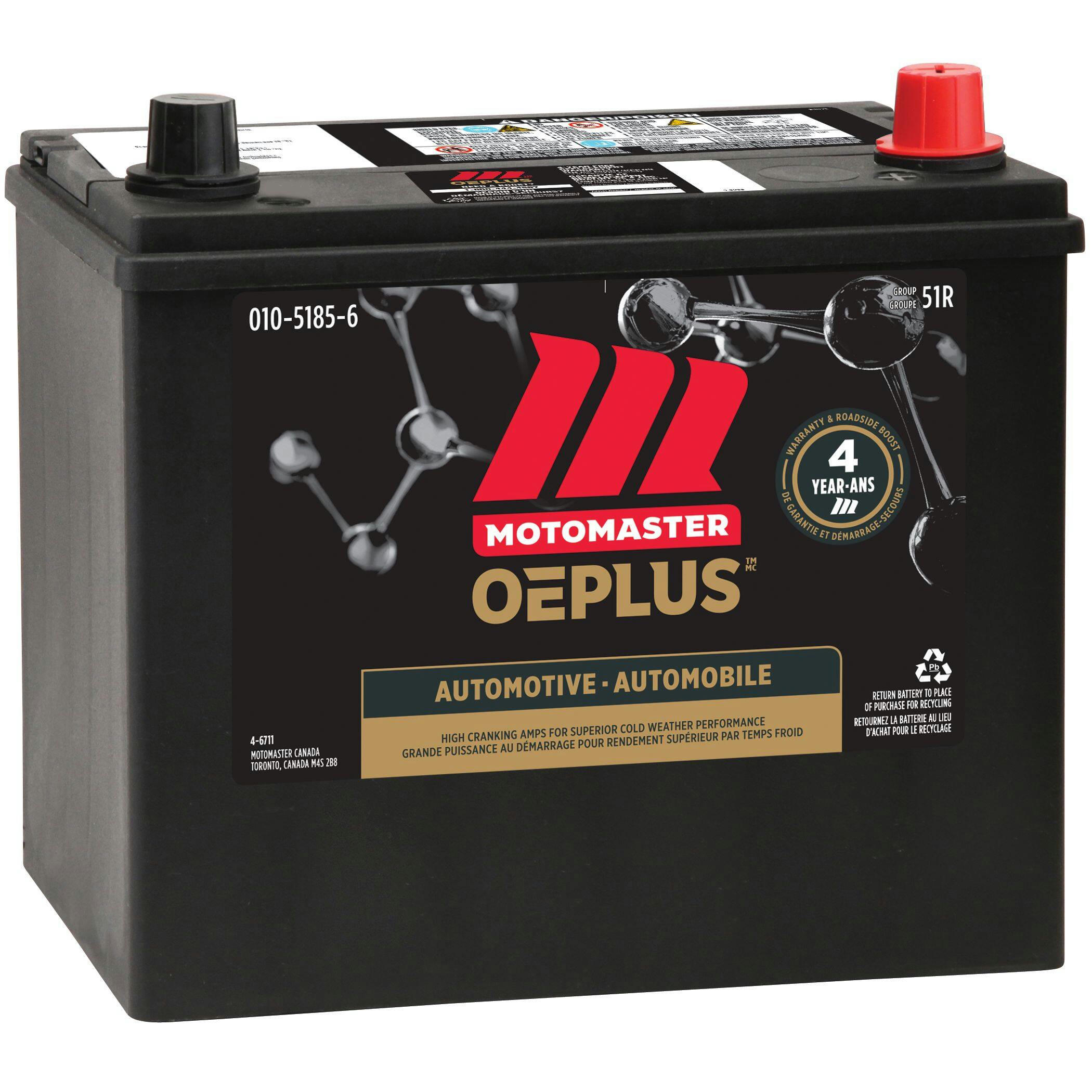 MOTOMASTER OEPLUS Group Size 51R Battery, 500 CCA