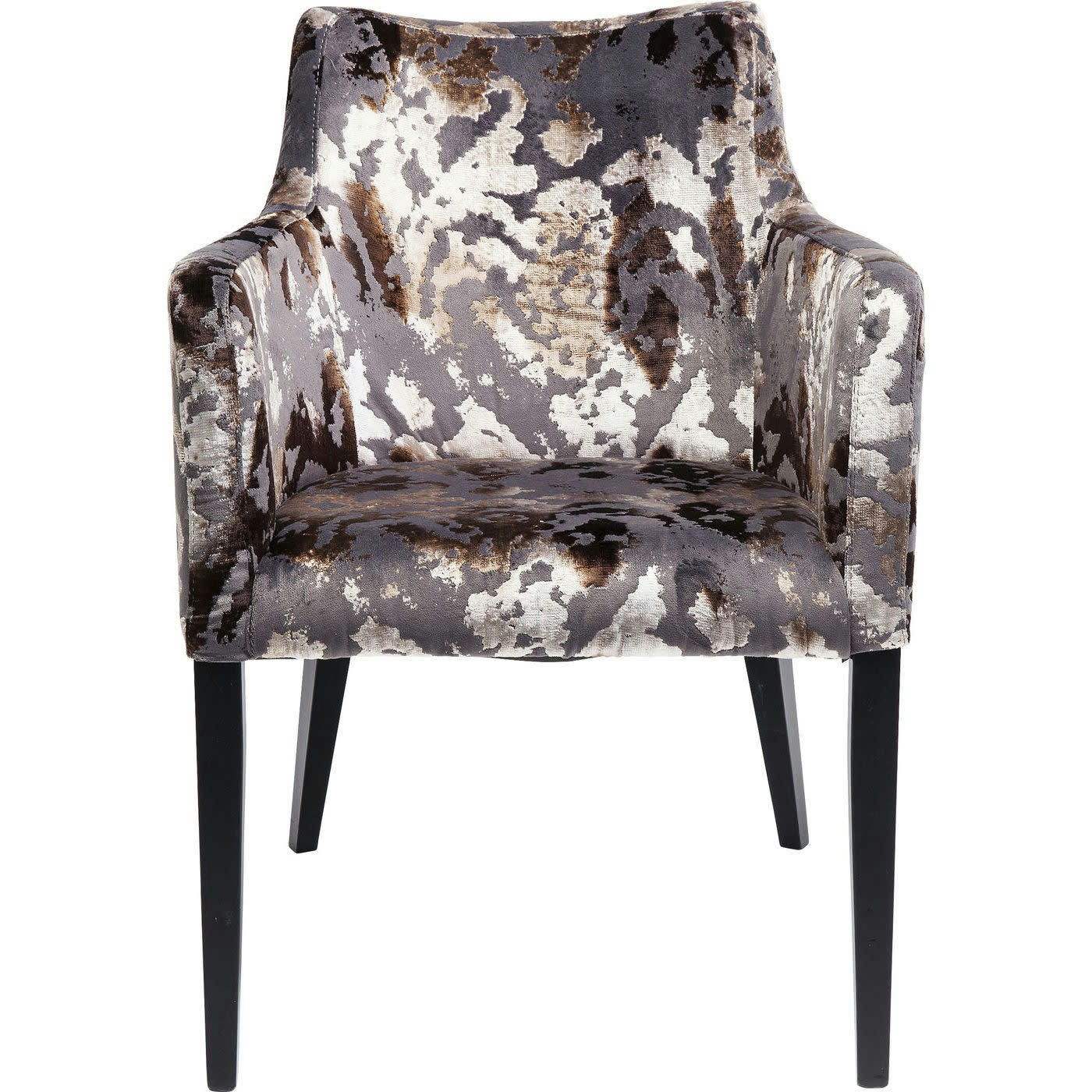 MODE - Chaise avec accoudoirs en velours marron et hêtre noir