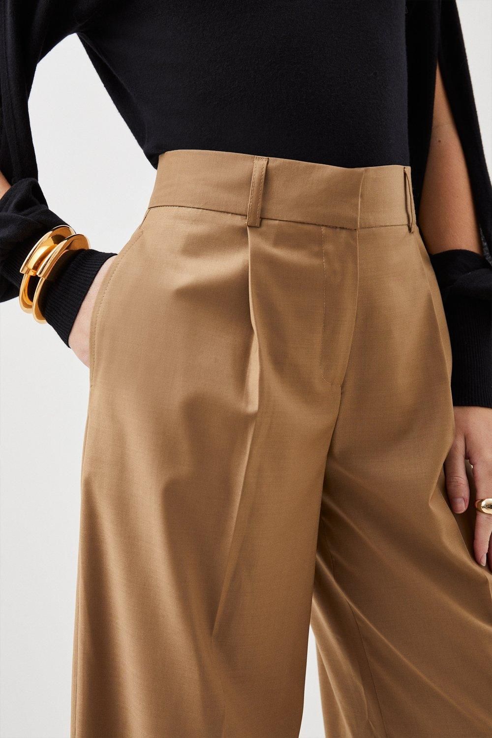 KarenMillen Tailored Wool Blend Wide Leg Trousers