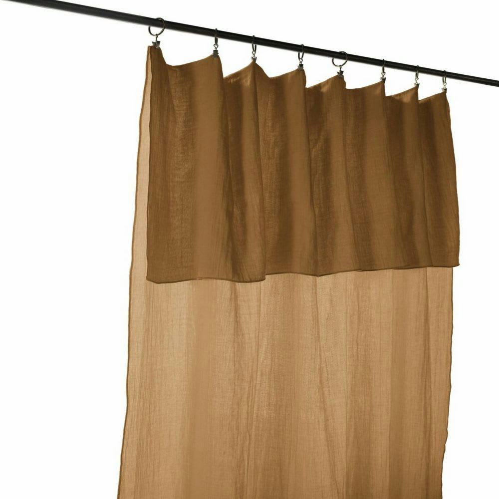 - Rideau ajustable gaze de coton marron 140x300 cm