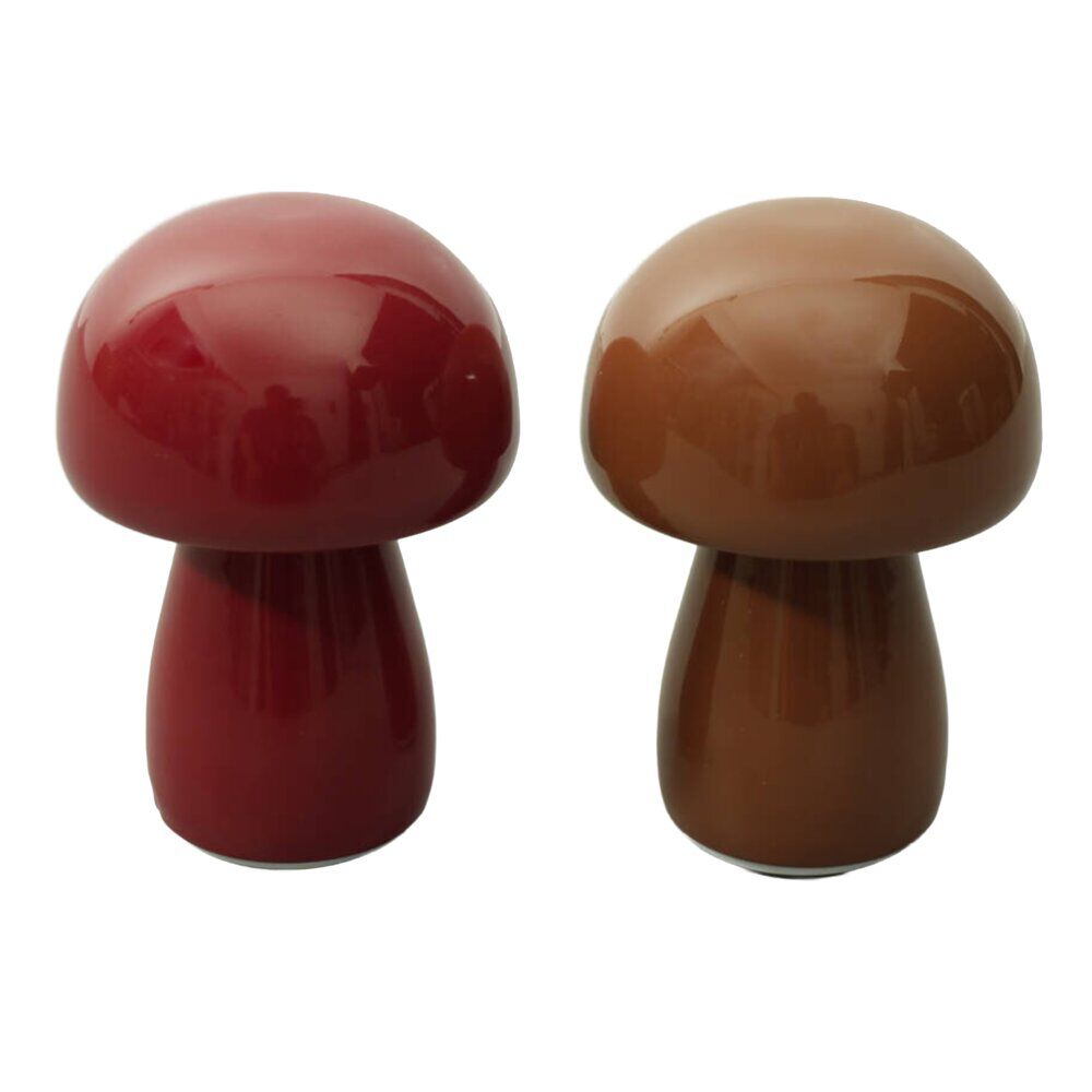 Lampe à poser forme champignon à LED en métal et plastique Ø10,5xH13,5cm (2 modèles rouge ou marron)
