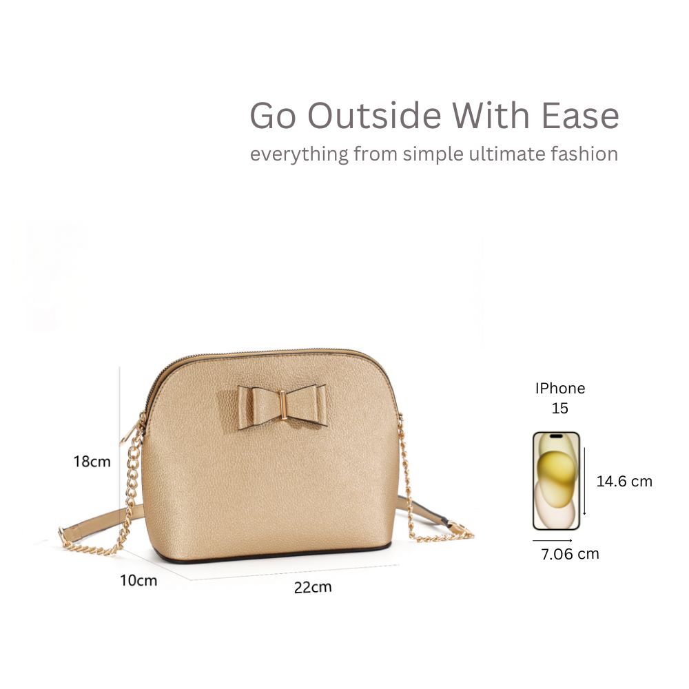 Kitise Small Bow Detail Zip Closure Crossbody bag