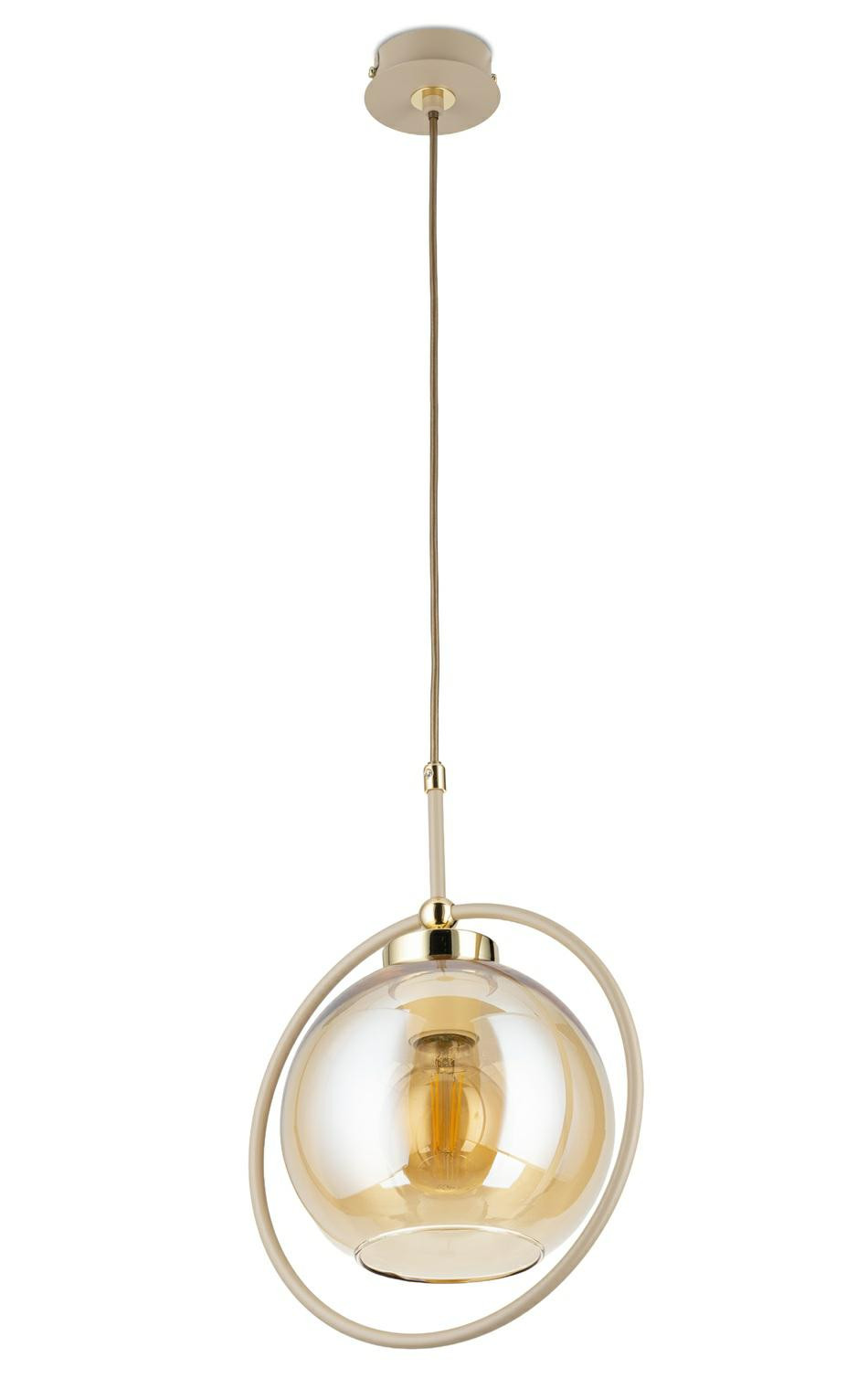 Lampa Wisząca Galaxy Beżowo-złota 1xE27 27 cm Szklana Nowoczesna Taupe