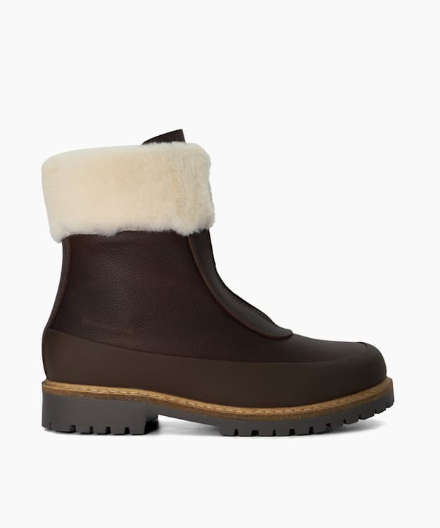 Rowen Brown - Zip-Front Leather Ankle Boots