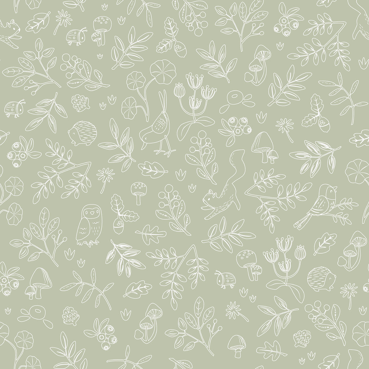 Little Dutch Vliesbehang - Forest Wonders Sage - 1000x53