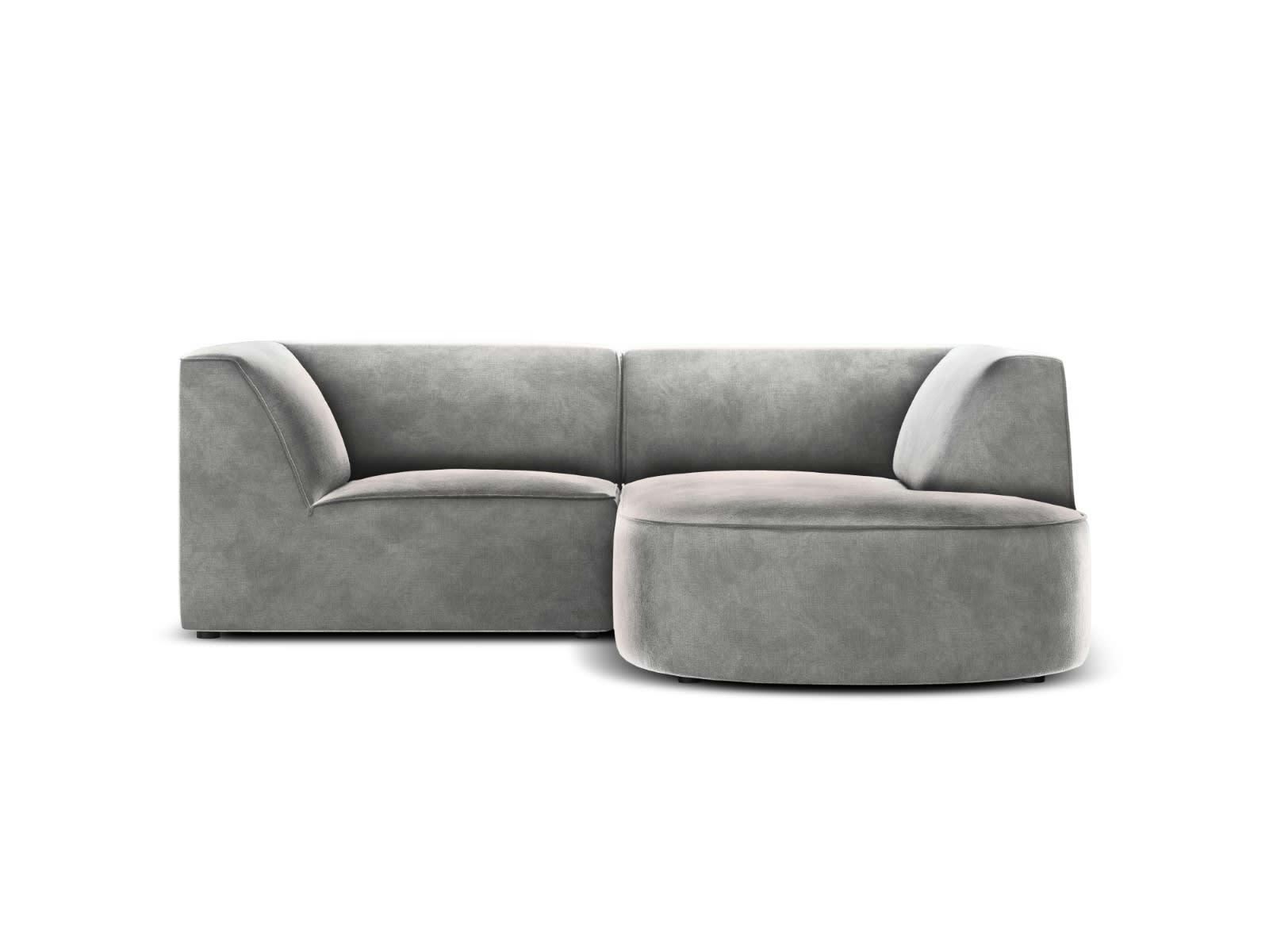 CHARLES - Canapé D'Angle Droit 3 places en Velours Gris Clair