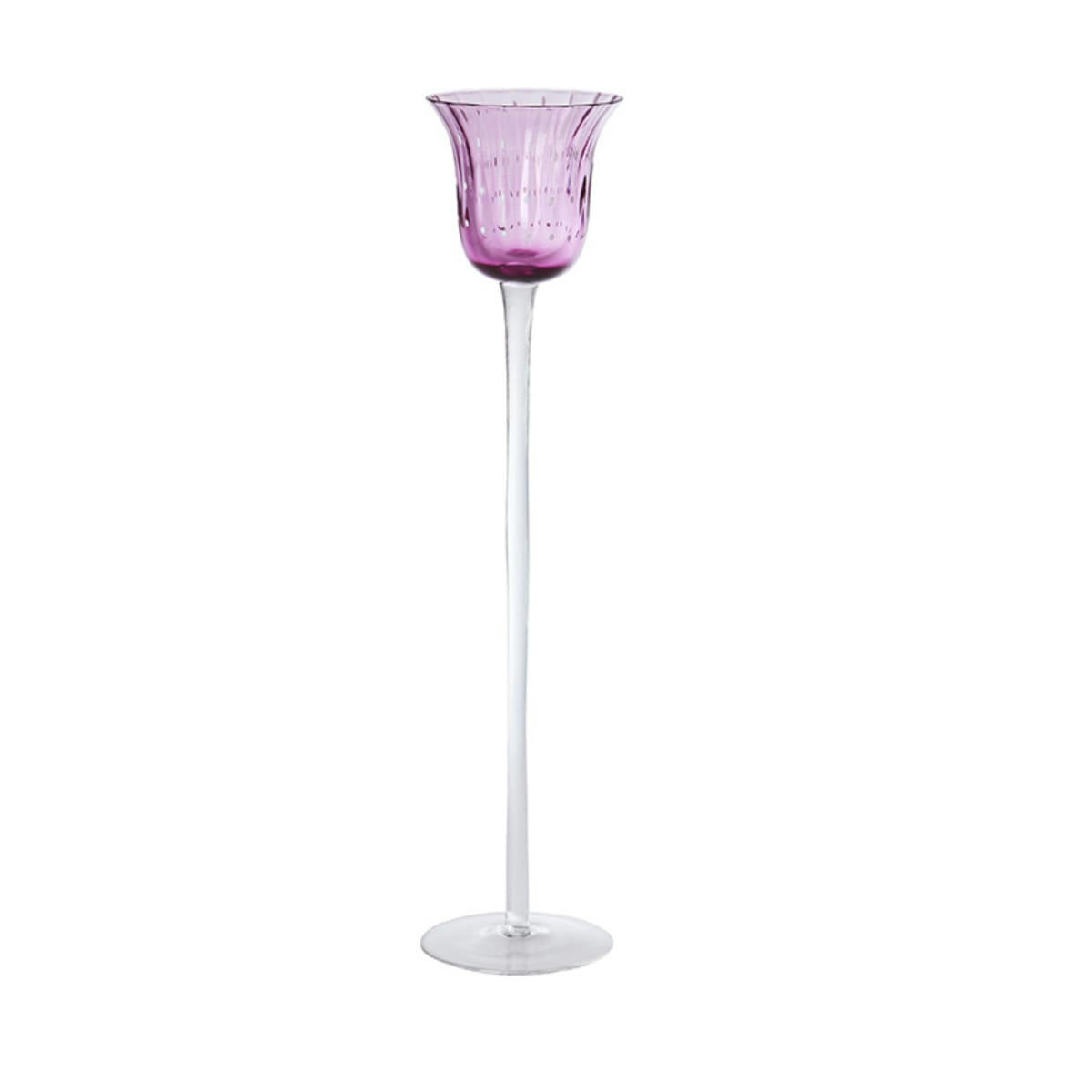 NOËL - Photophore en verre soufflé violet H35