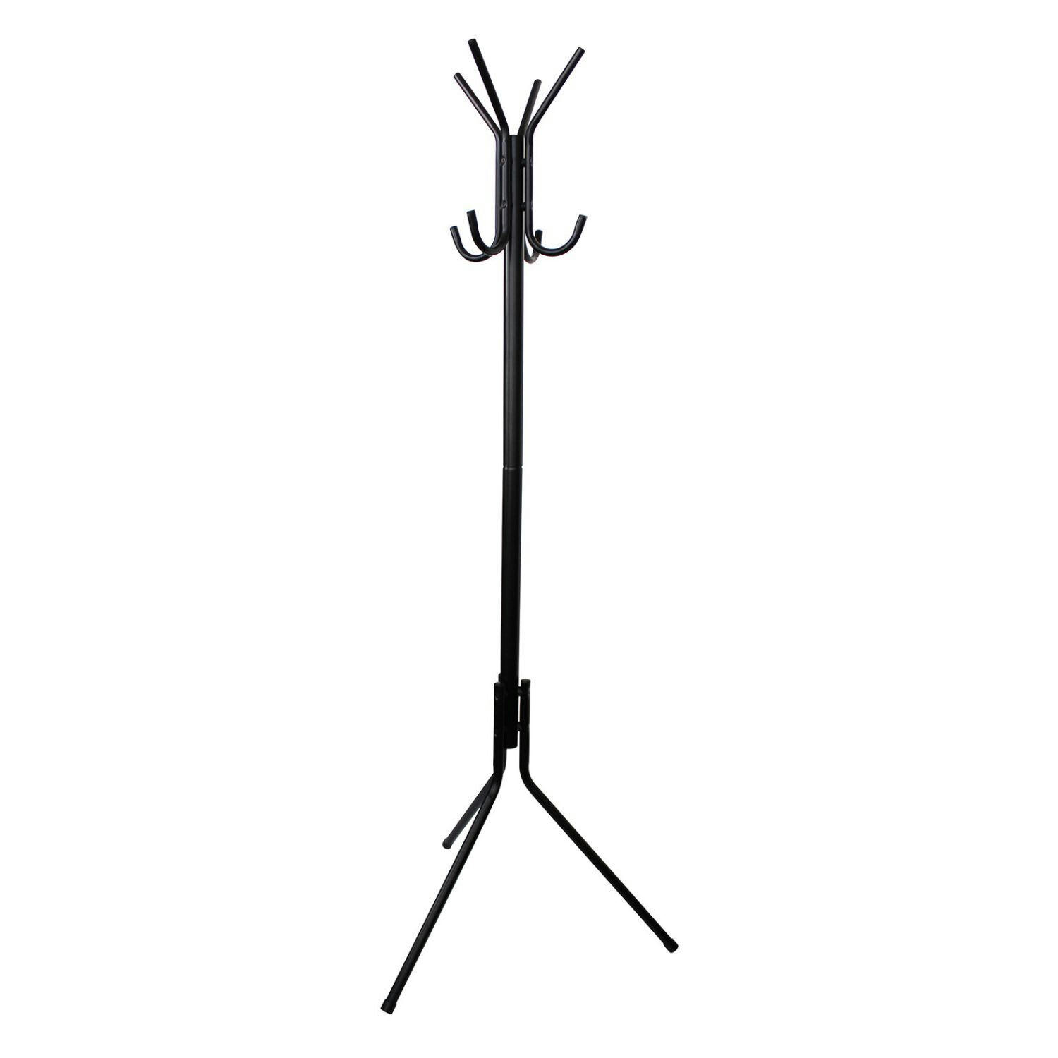 - Porte-manteaux avec 8 crochets sur pieds en métal noir 178x62x62cm