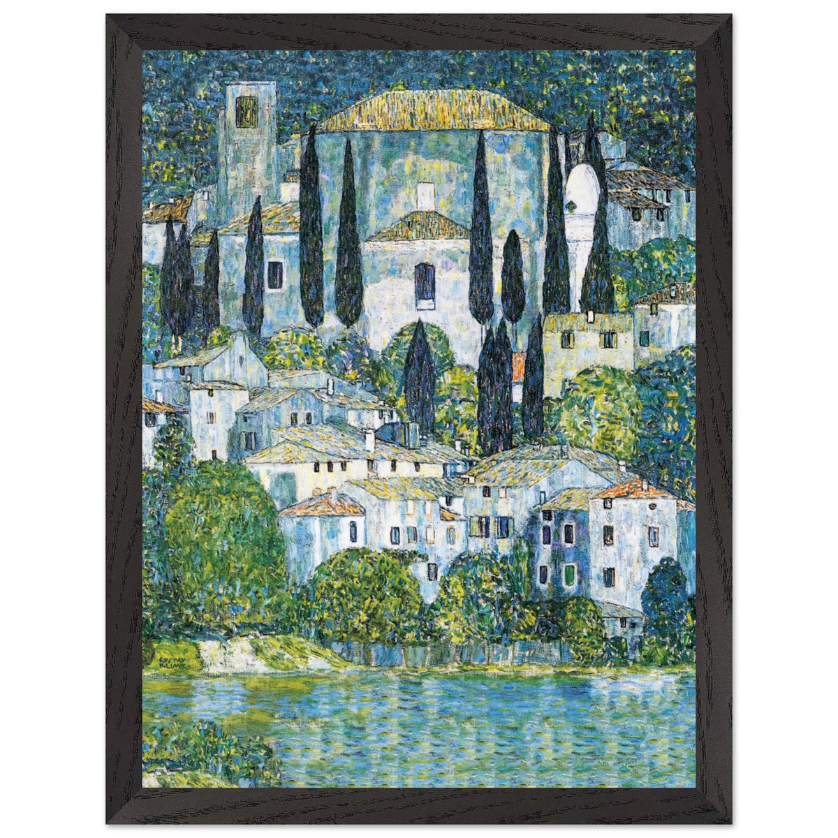 Artfulprints Poster met Lijst Gustav Klimt - Church in Cassone  - 30x40 cm - Donkergroen