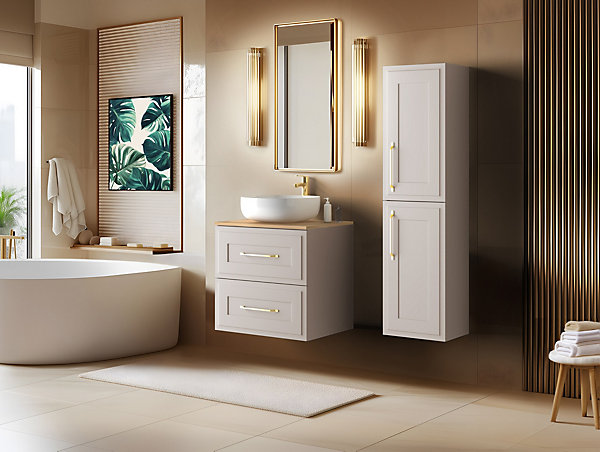 Meuble suspendu sous lavabo CLASSIC cachemire 60 cm