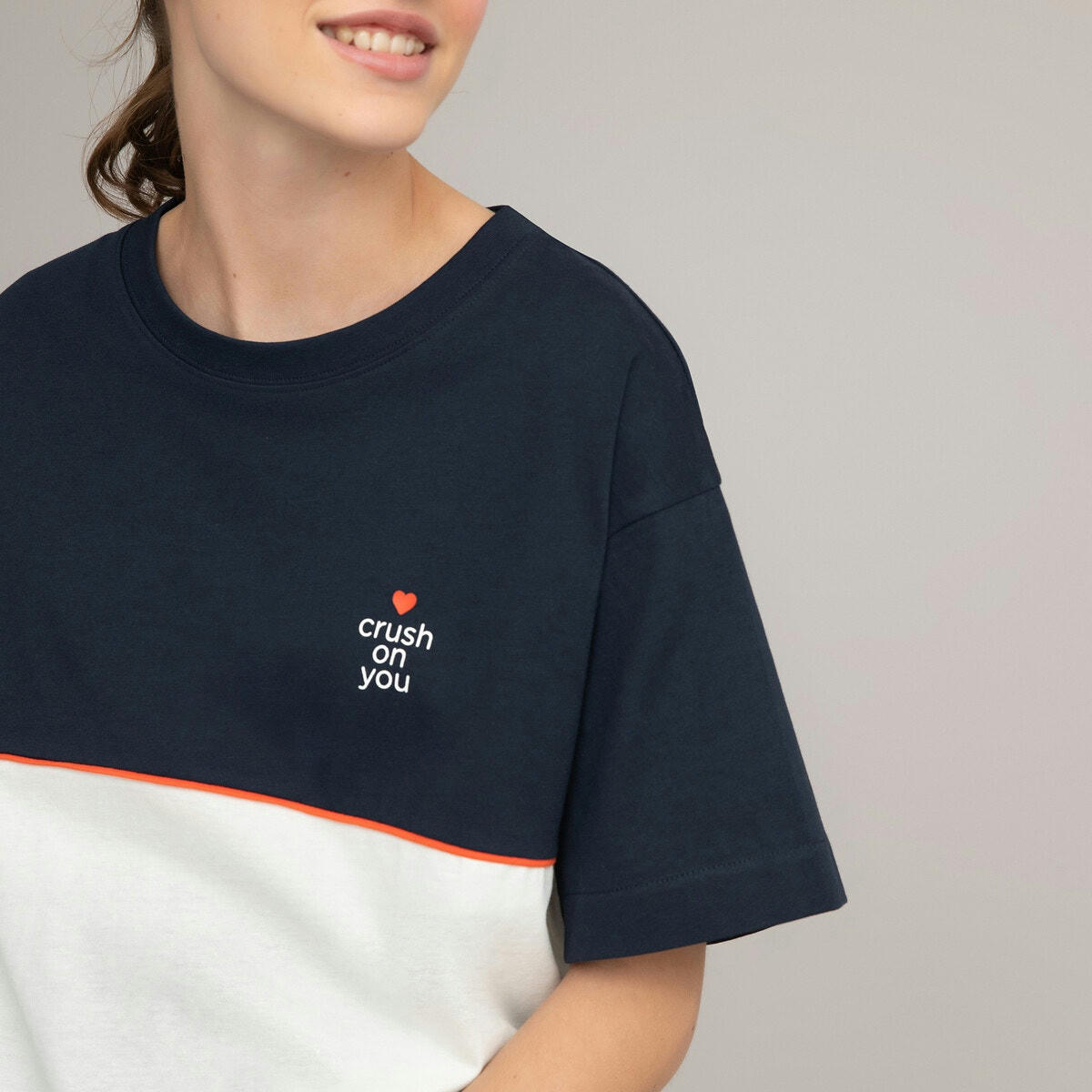 T-shirt cropped et large, colorblock 10-18 ans