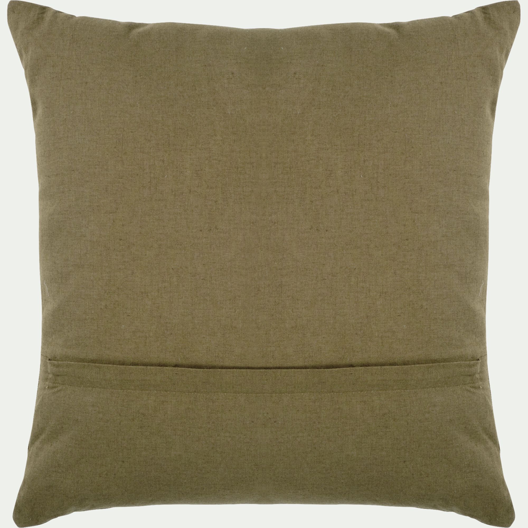 LAUZON - Coussin en lin et coton finition liseré 45x45cm - vert mousse