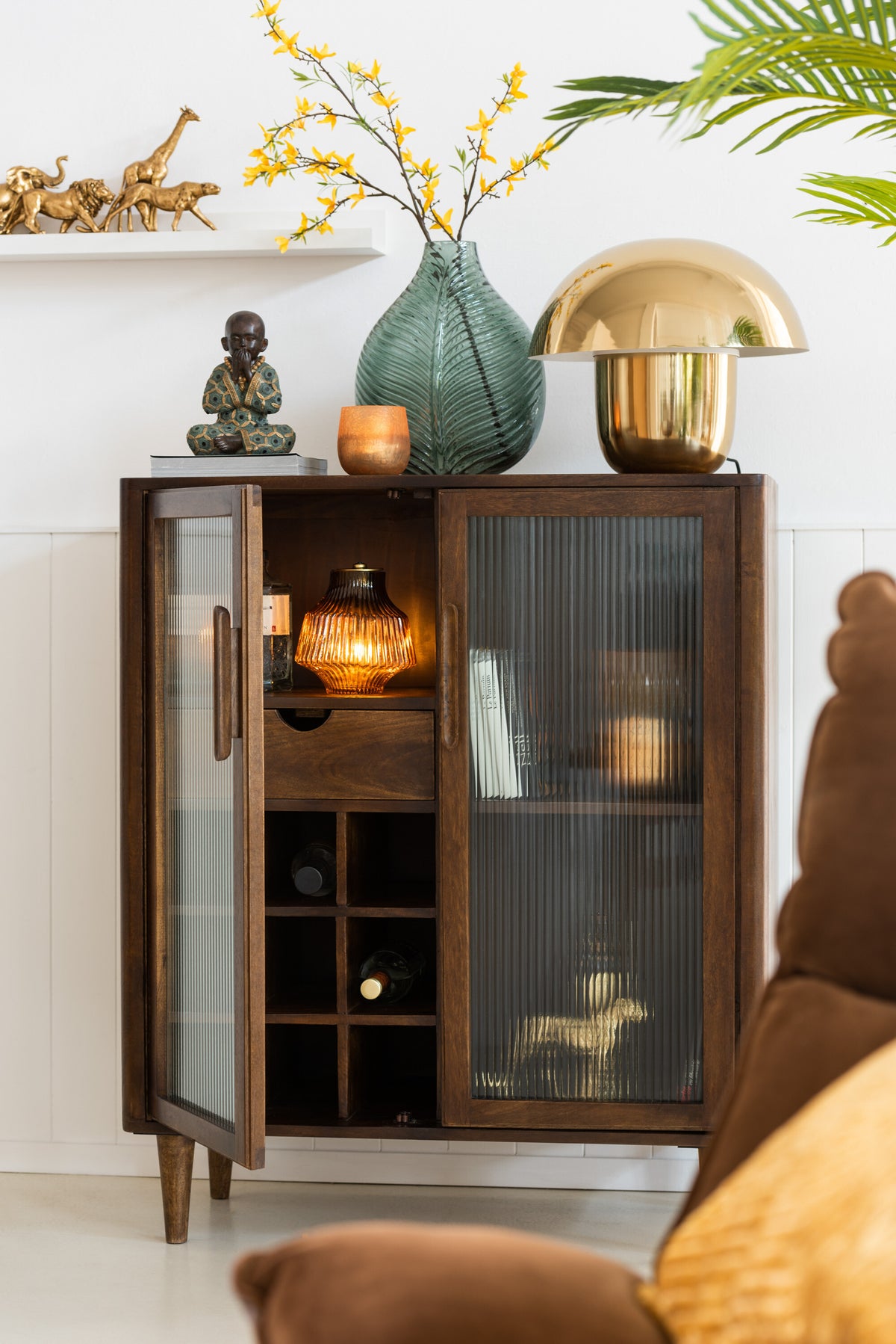 J-Line tafellamp Paddenstoel - ijzer - goud - small