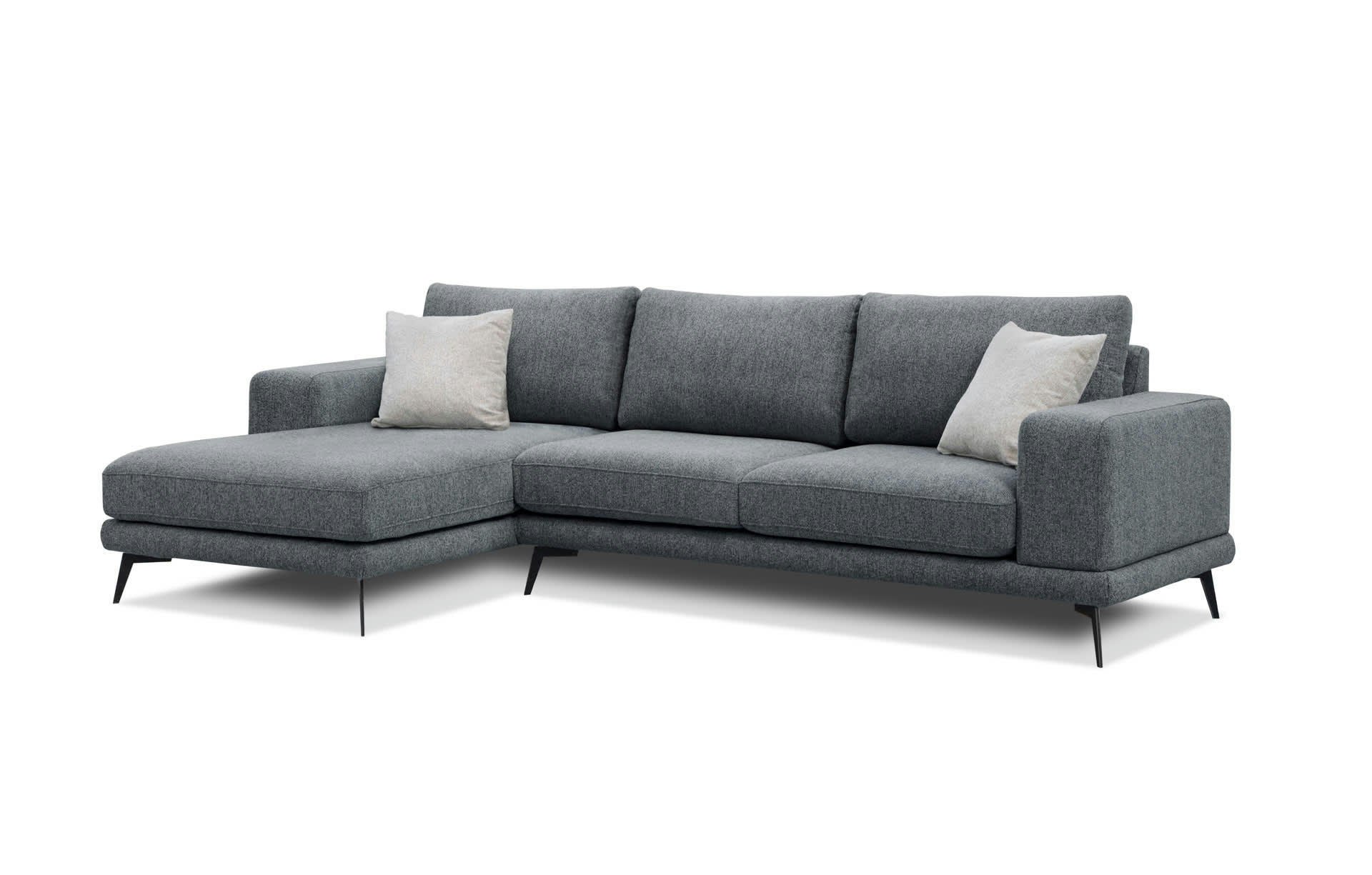 MEDIOLANE - Canapé d'angle gauche 4 places tissu gris foncé