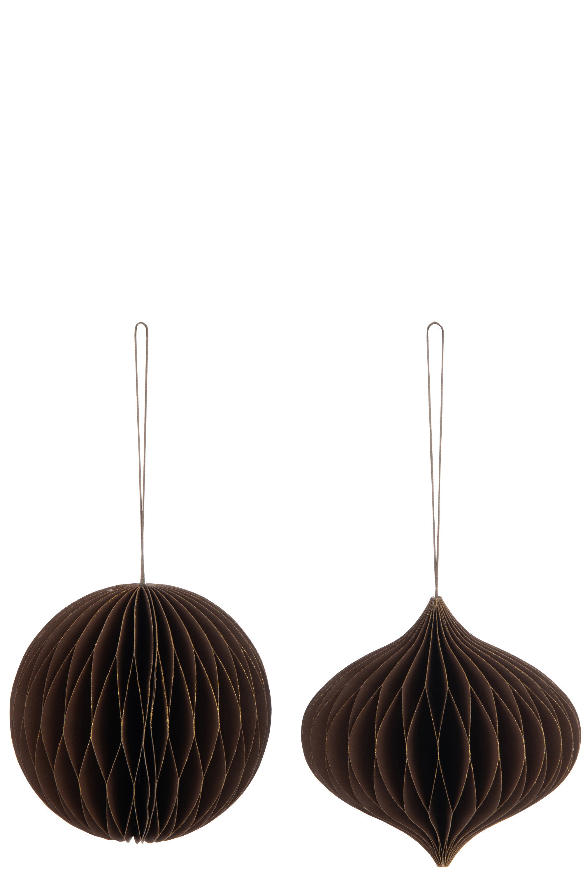 J-Line kersthanger Bal - papier - bruin - large - 2 stuks