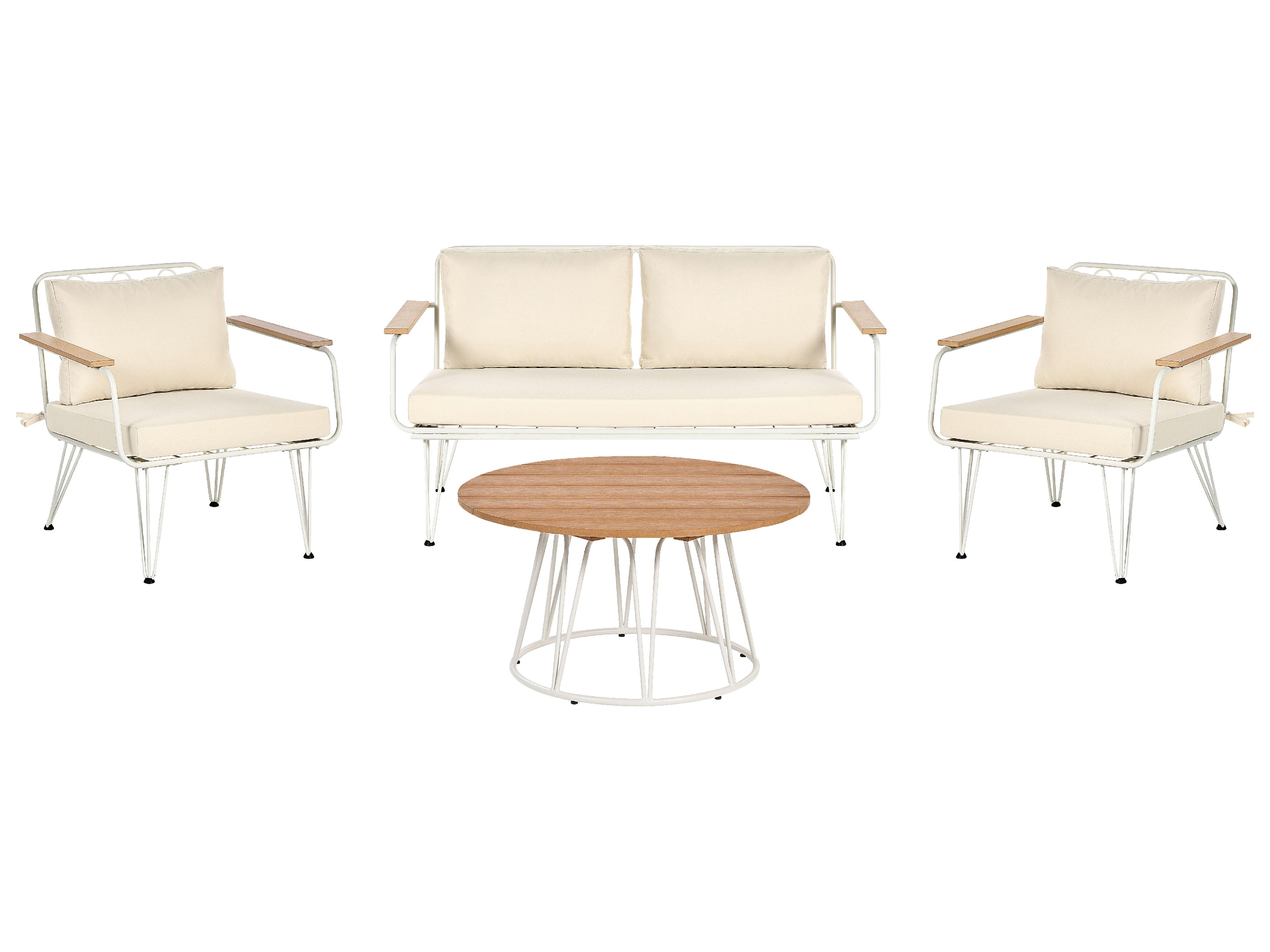 Garden Lounge Set with Table 4 Seater MONTESILVANO Metal Light Beige