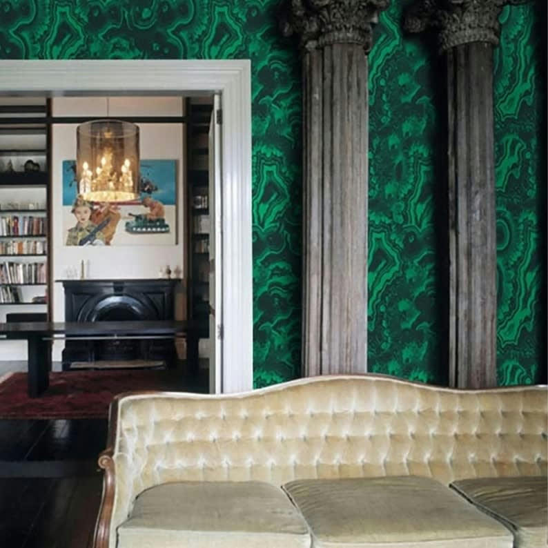 MATERICHE - Papier Peint Vert Malachite 250x200 cm