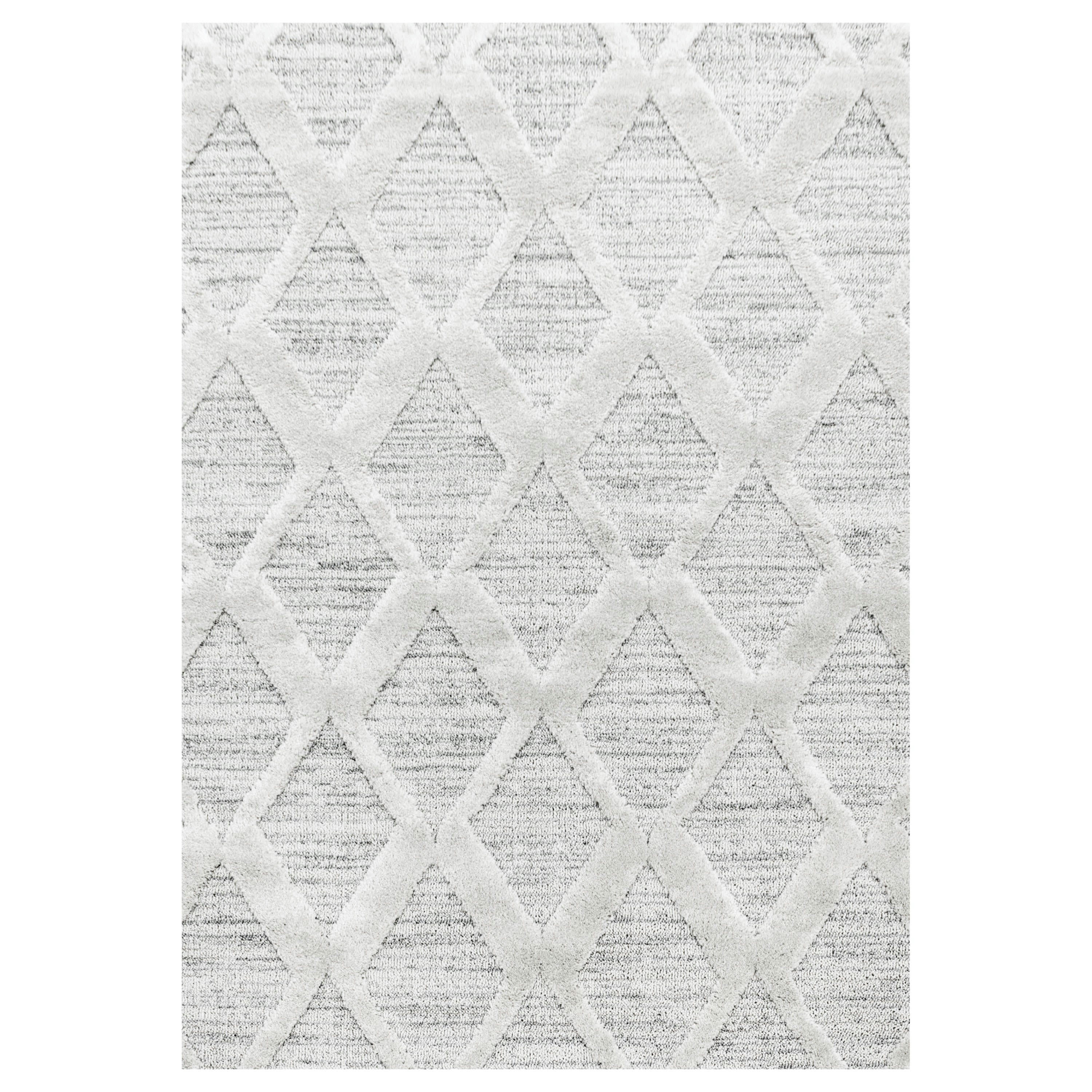 BOHEME - Tapis bohème à relief blanc ivoire 120x170cm
