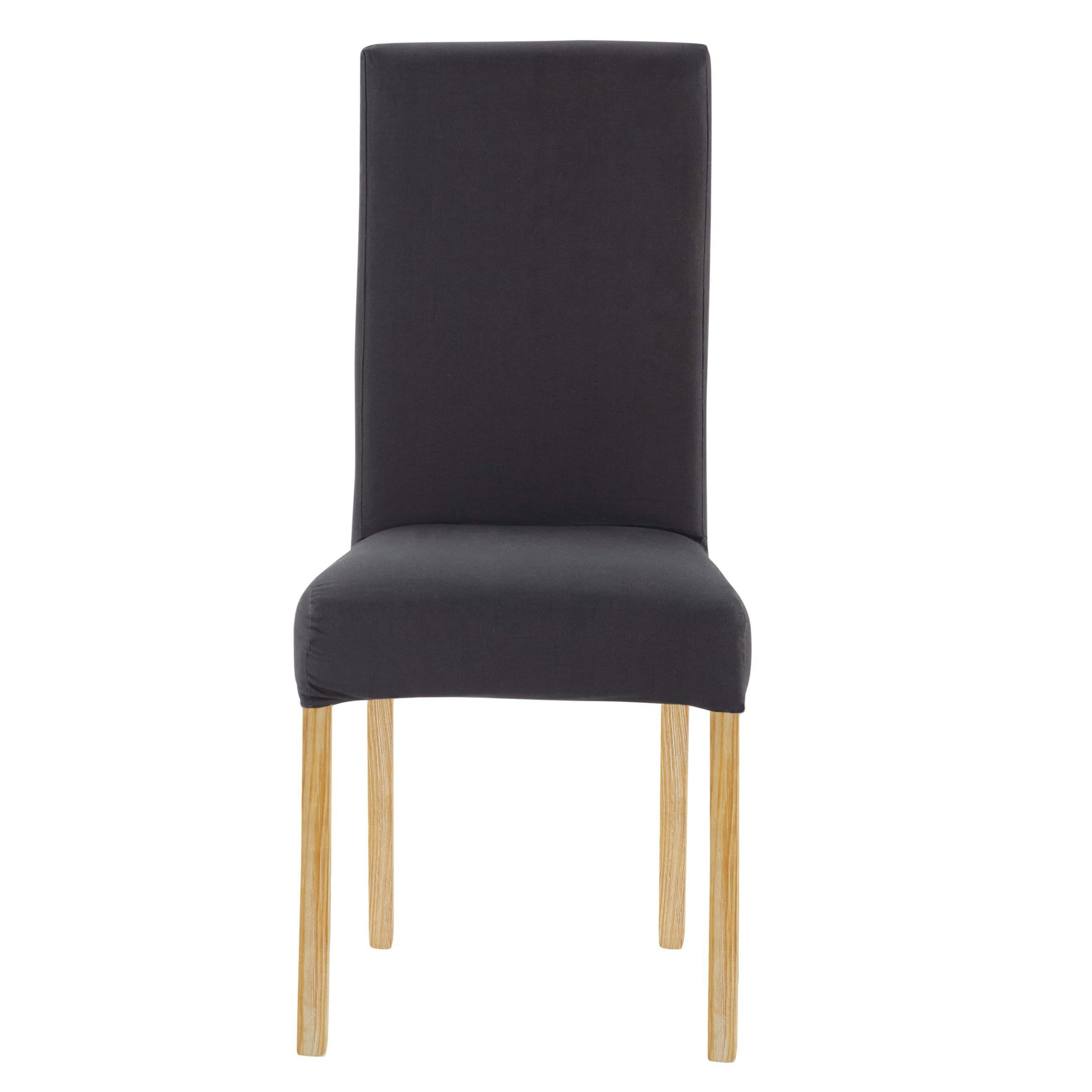 Margaux - Housse de chaise en coton recyclé gris anthracite, compatible chaise MARGAUX